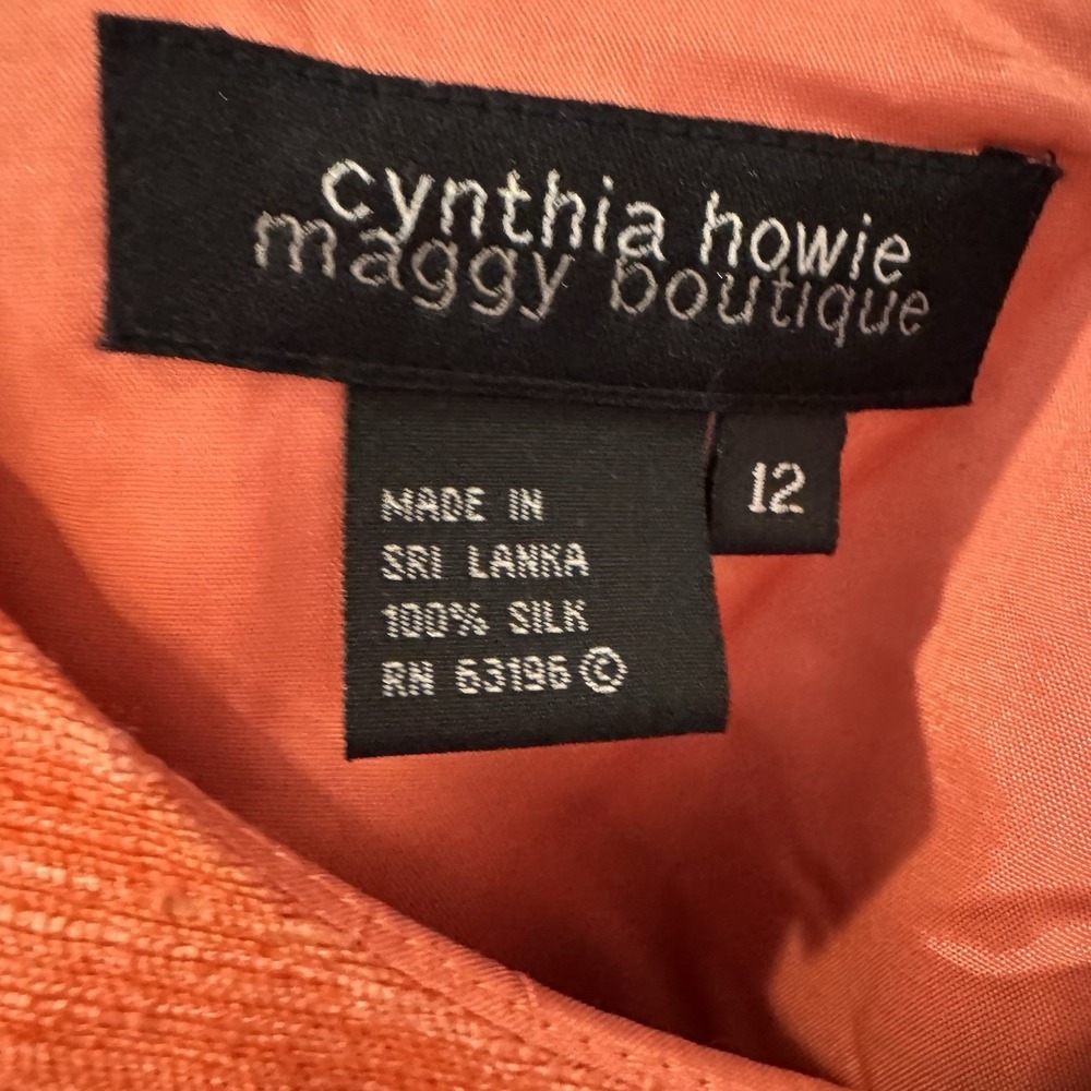 NEW Cynthia Howie Dress Women‎ Size 12 Salmon Pink  Silk Fit Flare Lined Midi - Picture 4 of 12